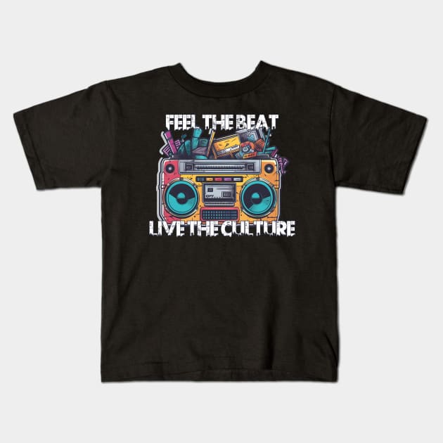 Hip Hop Boombox Kids T-Shirt by Gracie Max